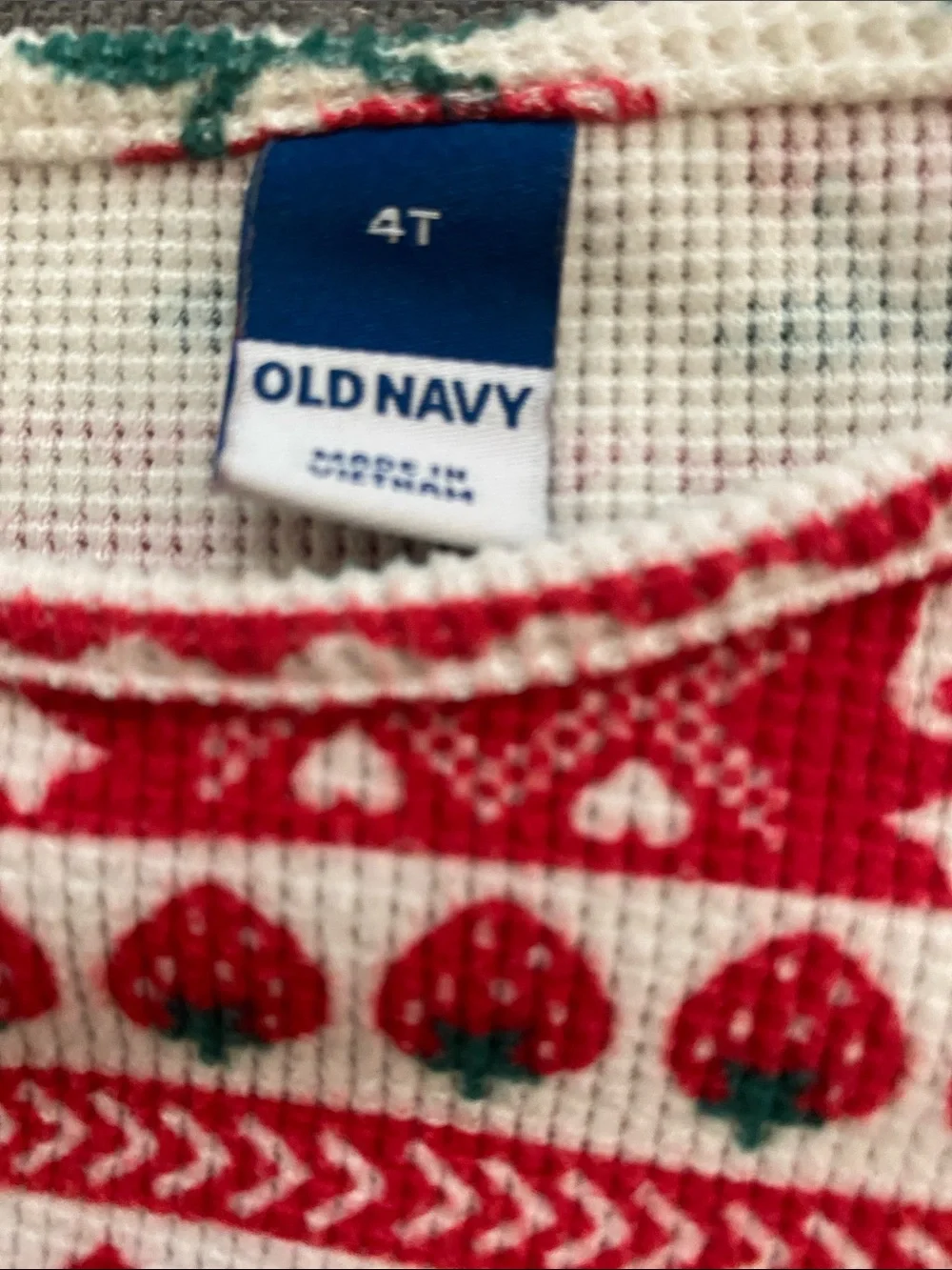 Old Navy Red & White Cherry and Strawberries Pattern Knit Dress